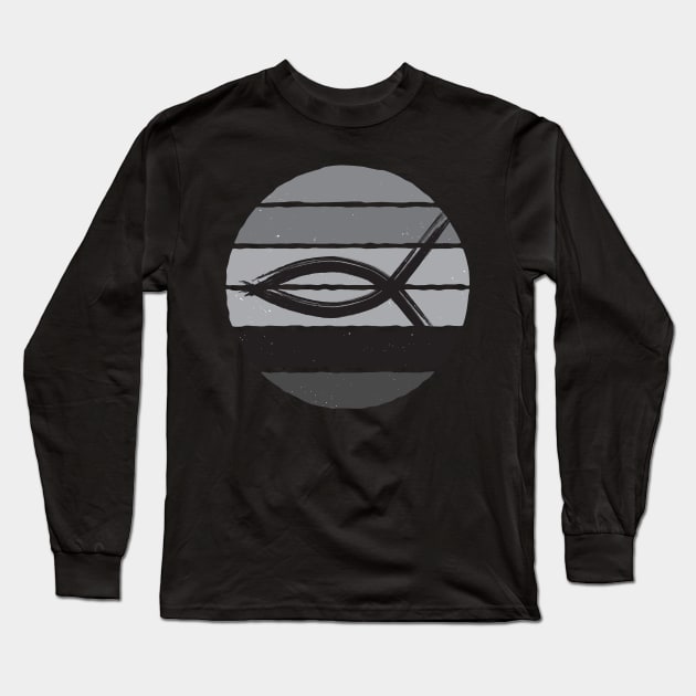 Ichthys Fish Christianity Long Sleeve T-Shirt by thefriendlyone